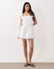 Abercrombie & Fitch boho embroidered mini dress with shorts in white