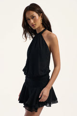 Luck & Trouble Kera Halter Mini Dress Black