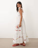 Miss Selfridge Petite lace insert embroidered maxi dress in white