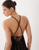 textured halter trapeze maxi dress in chocolate
