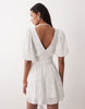 Gina Tricot embroidered mini dress with puff sleeves in off white