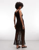 knit fringed maxi beach dress in brown