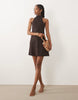 River Island halterneck neoprene mini dress in dark brown