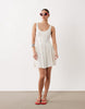 crinkle button up mini dress in cream