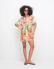 bowling shirt dress in tropical fruit print