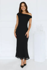 Xenia Off Shoulder Midi Dress Black