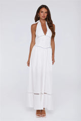 Pastel Promises Halter Maxi Dress White