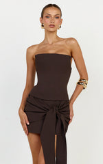 Gigi Top - Strapless Square Neck Corset Top in Chocolate