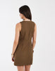 square neck flower applique mini dress in olive