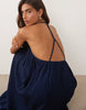 Mango strappy flowy midaxi dress in dark blue