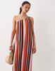 one shoulder plisses maxi dress in colorful stripe