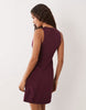Petite square neck bodycon mini dress in plum