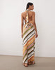 tie back halter midi dress in stripe