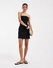 denim bandeau mini dress in black