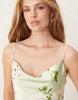 Vila satin floral midaxi dress in pale green
