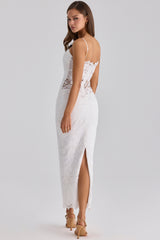 white broderie anglaise lace midi dress