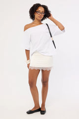 Luck & Trouble Alexa Lace Mini Skirt Off White