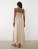Abercrombie & Fitch scoop neck dipped waist maxi dress in brown stripe