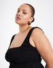 Curve Selina textured cotton shirred beach mini sundress in black