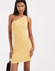 Vero Moda one shoulder crochet mini dress in pastel yellow