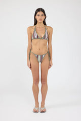 Perfect Stranger Lani Halter Bikini Top Khaki Stripe