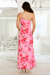 Evening Serenade One Shoulder Maxi Dress Pink