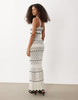 River Island striped knit midi dress in white