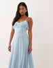 Vero Moda Petite ruffle bust chiffon midaxi cami dress in light blue
