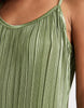 PIECES plisse cami maxi dress in olive green