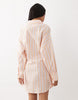 Noughts & Kisses pinstripe wrap waist shirt mini dress in orange