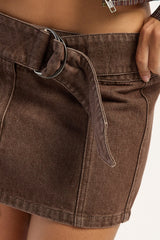 Rusty Rear View Low Rise Mini Skirt Brown