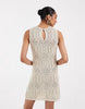 AWARE sleeveless patterned crochet mini dress in beige
