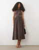 Mango cotton mix halterneck midi dress in brown gingham print