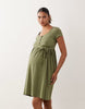 Mamalicious Maternity button front tie waist midi dress in olive green