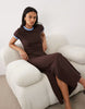 ringer detailing midi t-shirt dress in chocolate