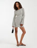 Vero moda stretch crochet knit bell sleeve mini dress in black and cream stripe