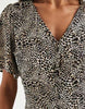 ONLY v neck tie waist mini dress in leo print