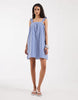 ONLY mini cheesecloth shift dress with frill sleeve detail in blue gingham