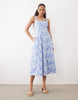 Abercrombie & Fitch sleeveless midi dress with godet hem in blue print
