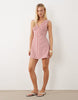 V-neck mini dress in red gingham