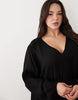 Esmee Curve Exclusive mini tiered smock summer dress with long sleeve in black