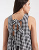 PIECES seersucker sleeveless tie back mini dress in black and white gingham print