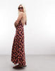 Susmie's halterneck flowing maxi dress in pink floral