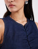 JJXX ruched denim mini dress in dark blue wash