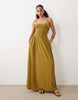 Brave Soul textured jersey dress with shirred bodice in olive