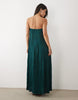 plissé strapless trapeze midaxi dress in teal