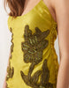 Tall crinkle satin scoop neck cami midi dress with floral embellishment in olive green