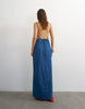 Topshop ruched backless maxi dress in rich blue