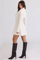 cream asymmetric skater mini dress