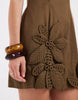 square neck flower applique mini dress in olive